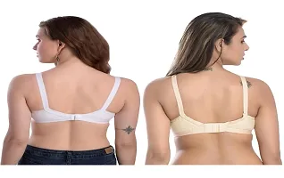 Stylish White Cotton Blend Solid Bras For Women Pack Of 2-thumb1