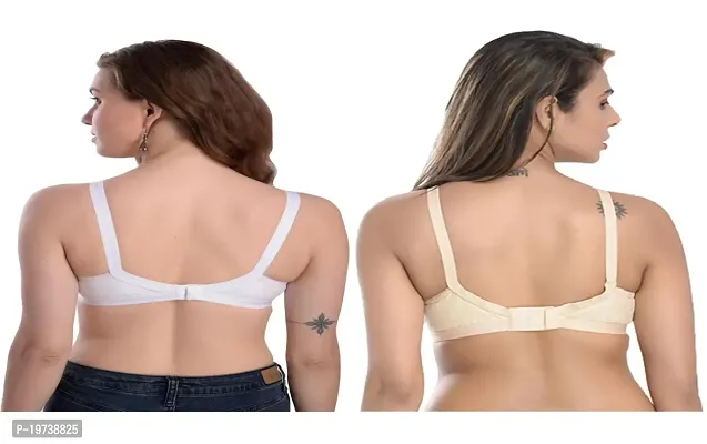 Stylish White Cotton Blend Solid Bras For Women Pack Of 2-thumb2