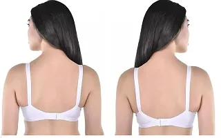 Stylish White Cotton Blend Solid Bras For Women Pack Of 2-thumb1