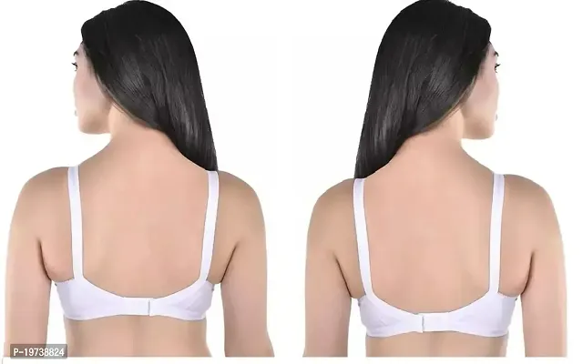 Stylish White Cotton Blend Solid Bras For Women Pack Of 2-thumb2