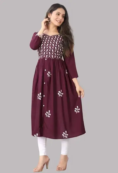 Fancy Rayon Embroidery Kurtis for Women