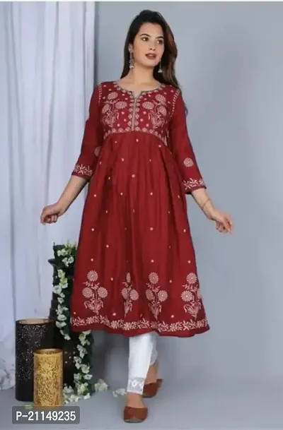 Rayon Embroidery Anarkali kurti