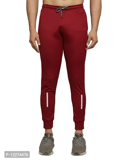 BUKSET Men's Polyester Lycra Regular Fit Track Pants | Regular Fit Solid Trackpants Jogger | Polyester Lycra Lower for Men's and Boys (Large, Red)-thumb0