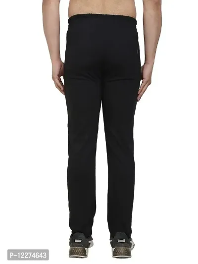 BUKSET Men's Cotton Regular Fit Track Pants | | Regular Fit Solid Trackpants Jogger (Small, Black)-thumb2