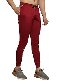 BUKSET Men's Polyester Lycra Regular Fit Track Pants | Regular Fit Solid Trackpants Jogger | Polyester Lycra Lower for Men's and Boys (Large, Red)-thumb2
