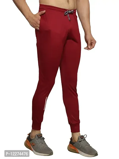 BUKSET Men's Polyester Lycra Regular Fit Track Pants | Regular Fit Solid Trackpants Jogger | Polyester Lycra Lower for Men's and Boys (Large, Red)-thumb3