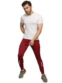 BUKSET Men's Polyester Lycra Regular Fit Track Pants | Regular Fit Solid Trackpants Jogger | Polyester Lycra Lower for Men's and Boys (Large, Red)-thumb1