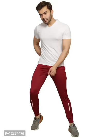 BUKSET Men's Polyester Lycra Regular Fit Track Pants | Regular Fit Solid Trackpants Jogger | Polyester Lycra Lower for Men's and Boys (Large, Red)-thumb2