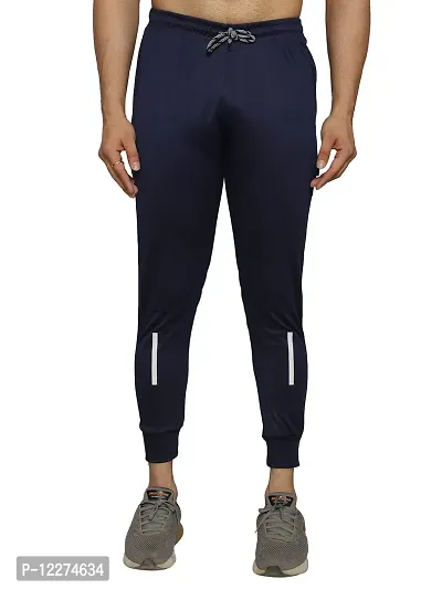 BUKSET Men's Polyester Lycra Regular Fit Track Pants | Regular Fit Solid Trackpants Jogger | Polyester Lycra Lower for Men's and Boys (Small, Navy Blue)