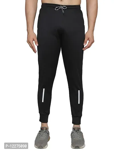 BUKSET Men's Polyester Lycra Regular Fit Track Pants | Regular Fit Solid Trackpants Jogger | Polyester Lycra Lower for Men's and Boys (Medium, Black)