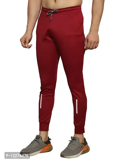 BUKSET Men's Polyester Lycra Regular Fit Track Pants | Regular Fit Solid Trackpants Jogger | Polyester Lycra Lower for Men's and Boys (Large, Red)-thumb4