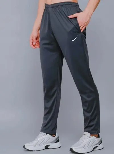 Classic Polyester Blend Solid Track Pants For Men