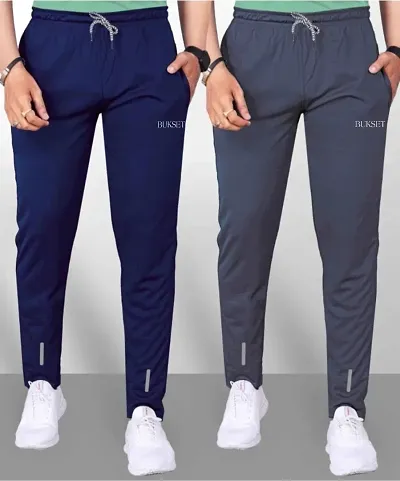 Classic Lycra Solid Track Pant For Men, Pack of 2