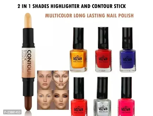 Highlight and Contour Stick 2 in 1 with Multicolor Nail Polish