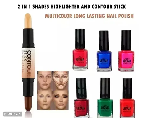 Highlight and Contour Stick 2 in 1 with Multicolor Nail Polish