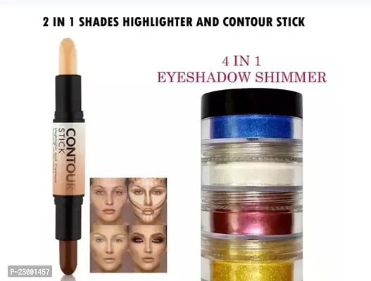 Contour Highlight and Contour Stick with 4 in 1 Eye Shadow Shimmer Powder-thumb0