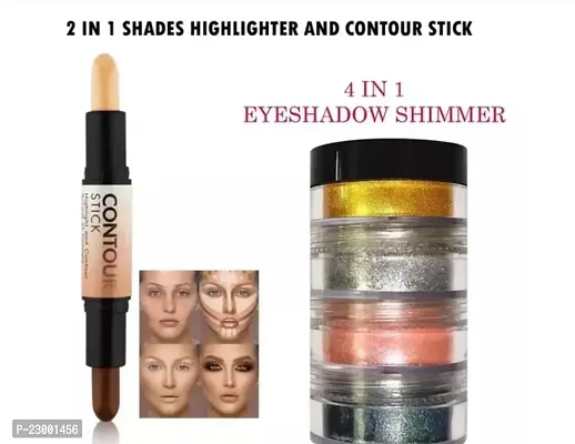 Contour Highlight and Contour Stick with 4 in 1 Eye Shadow Shimmer Powder