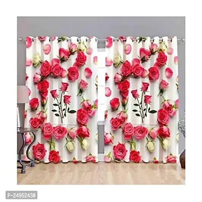 A4S 3D Red Rose Digital Printed Polyester Fabric Curtains for Bed Room Kids Room Living Room Color Red Window/Door/Long Door (D.N. 95) (1, 4 x 7 Feet (Size ; 48 x 84 Inch) Door)