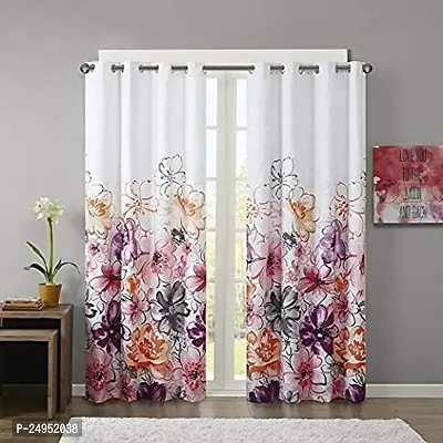 A4S 3D Flower Printed Polyester Fabric Curtains for Bed Room Kids Room Living Room Color White Window/Door/Long Door (D.N. 160) (1, 4 x 5 Feet (Size ; 48 x 60 Inch) Window)-thumb0
