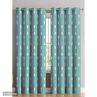 A4S 3D Arrow Printed Polyester Fabric Curtains for Sky Blue Room Kids Room Living Room Color Sky Blue Window/Door/Long Door (D.N. 400)-thumb0