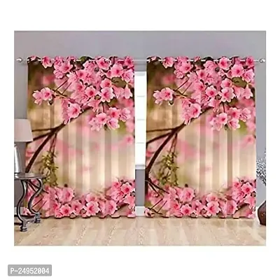 A4S 3D Flower Digital Printed Polyester Fabric Curtains for Bed Room Kids Room Living Room Color Pink Window/Door/Long Door (D.N. 146) (1, 4 x 5 Feet (Size ; 48 x 60 Inch) Window)-thumb0