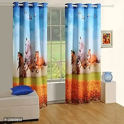A4S 3D Running Hours Digital Printed Polyester Fabric Curtains for Bed Room Kids Room Living Room Color Red Window/Door/Long Door (D.N.11 ) (1, 4 x 5 Feet (Size ; 48 x 60 Inch) Window)-thumb0