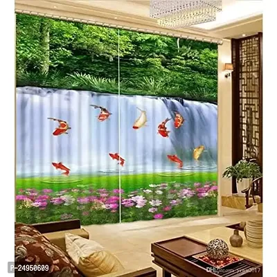 A4S 3D Scenery Digital Printed Polyester Fabric Curtains for Bed Room Kids Room Living Room Color Green Window/Door/Long Door (D.N.44) (1, 4 x 5 Feet (Size ; 48 x 60 Inch) Window)-thumb0