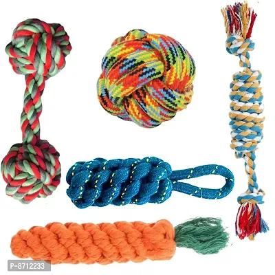 YouHaveDeal Dog Toys + Dog Chew Toys + Puppy Teething Toys + Rope Dog Toy + Dog Toys for Small to Medium Dog Toys + Dog Toy Pack + Tug Toy + Dog Toy Set + Washable Cotton Rope for Dogs 5 Pack- (Color-thumb0