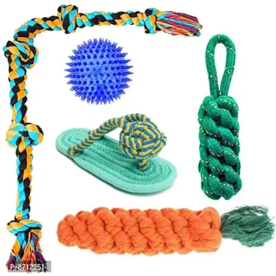 Dog Toys for Small Dogs + Rope Toys + 5 Knot + Dog Toys + Chew Toys + Toys for Puppy + LED Ball + Dog Ball + Dog Cott-thumb0