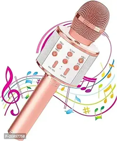 Wireless Mic Advance Handheld Wireless Singing Mike Multi-Function Bluetooth Karaoke Mic with Microphone Speaker for All Smart Phone - (Multicolor) pack of 1