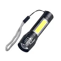 Metal Usb Rechargeable Xpe+Cob Led Zoomable Flashlight Torch Lamp PACK OF 1-thumb1