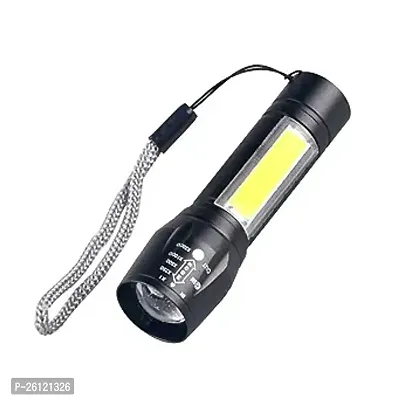 Metal Usb Rechargeable Xpe+Cob Led Zoomable Flashlight Torch Lamp PACK OF 1-thumb2