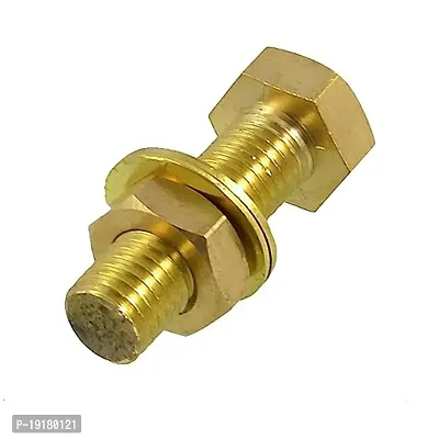 Hex Head Nut 12mm X 40mm Threaded Brass Screw Bolt With Washers-thumb0