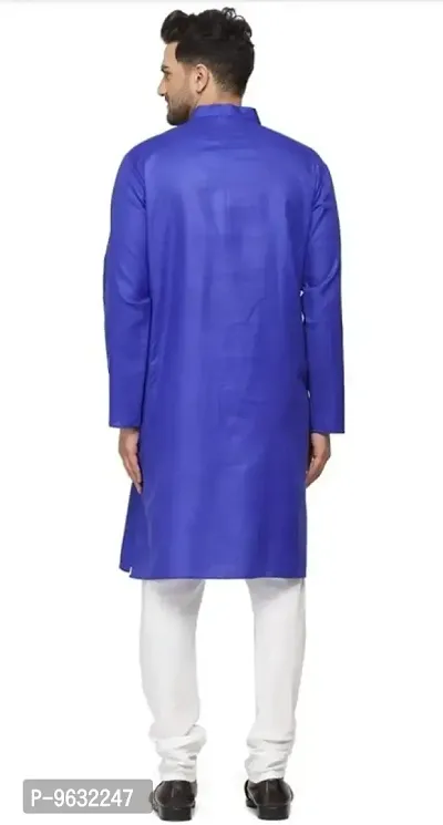 Lucknawi plain blue kurta with bottom-thumb3