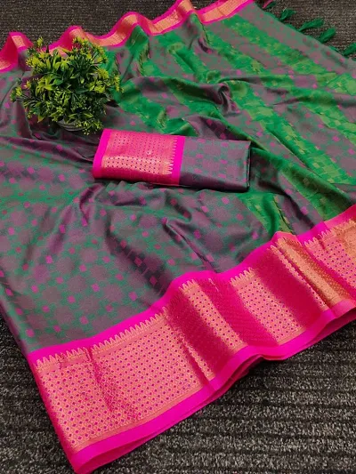 Stylish Banarasi Silk Woven Design Saree With Blouse piece