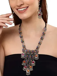 Latest Stylish Fancy Oxidised Silver Tribal Necklace Jewellery Set for Women(10004s),Multicolour,-thumb3