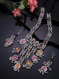 Latest Stylish Fancy Oxidised Silver Tribal Necklace Jewellery Set for Women(10004s),Multicolour,-thumb1