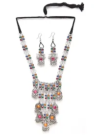 Latest Stylish Fancy Oxidised Silver Tribal Necklace Jewellery Set for Women(10004s),Multicolour,-thumb2