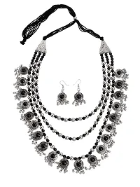 Latest Stylish Fancy Oxidised Silver Tribal Necklace Jewellery Set for Women(10004s),Multicolour,-thumb2