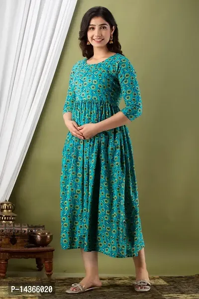 Murli Kurti Women's Cotton Floral Printed Anarkali Maternity Feeding Kurti for Pregnancy Period-thumb5