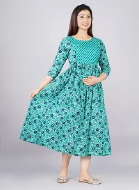 Murli Kurti Women's Cotton Maternity Dress, Easy Breast Feeding, Breast Feeding Dress Zippers for Nursing Pre and Post Pregnancy-thumb3