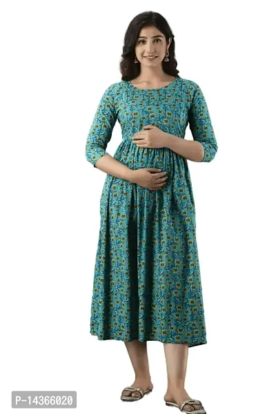 Murli Kurti Women's Cotton Floral Printed Anarkali Maternity Feeding Kurti for Pregnancy Period-thumb0