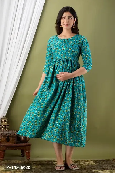 Murli Kurti Women's Cotton Floral Printed Anarkali Maternity Feeding Kurti for Pregnancy Period-thumb3