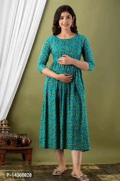 Murli Kurti Women's Cotton Floral Printed Anarkali Maternity Feeding Kurti for Pregnancy Period-thumb4