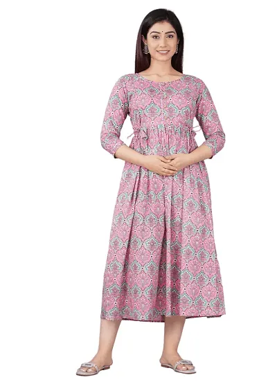 Murli Kurti Women's Maternity Dress, Easy Breast Feeding, Breast Feeding Dress Zippers for Nursing Pre and Post Pregnancy