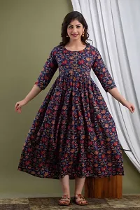 Women's Cotton Floral Printed Anarkali Maternity Feeding Kurti-thumb1