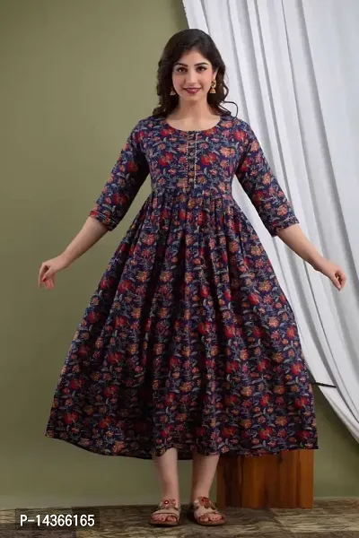 Women's Cotton Floral Printed Anarkali Maternity Feeding Kurti-thumb2