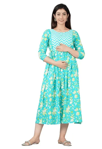 Murli Kurti Women's Maternity Dress, Easy Breast Feeding, Breast Feeding Dress Zippers for Nursing Pre and Post Pregnancy