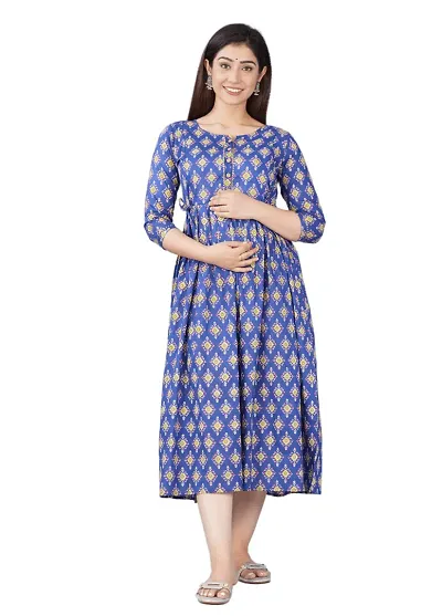 Murli Kurti Women's Maternity Dress, Easy Breast Feeding, Breast Feeding Dress Zippers for Nursing Pre and Post Pregnancy