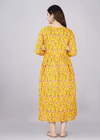 Murli Kurti Women's Cotton Maternity Dress, Easy Breast Feeding Dress Zippers for Nursing Pre and Post Pregnancy (Large, Yellow)-thumb1
